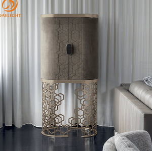 Wholesale Custom Design Luxury House Wine Mini bar <strong>Display</strong> Corner with Stainless Steel Leg <strong>Grey</strong> <strong>Cabinet</strong> Wooden for Living Room - Product Image 1