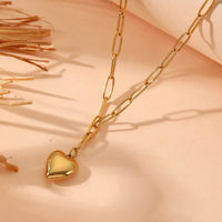 Collier ras du cou tendance pour femme en acier inoxydable plaqué or 18 carats avec pendentif cœur pêche, style japonais et coréen simple