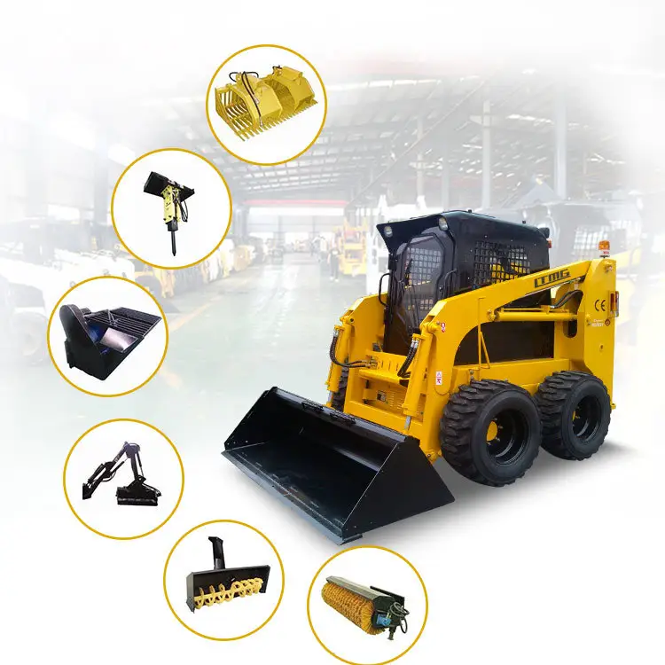 LTMG wheel tracked skid steer loader mini 500kg 700kg 850kg 950kg Skid Steer Loaders with Bucket mixer attachment