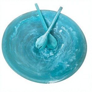 Bol en résine époxy perlée artisanal de qualité supérieure, fait main, décoratif, avec finition artistique en résine, pour table à manger, café - Product Image 1