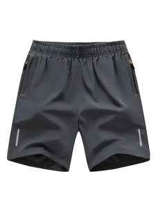 Dropshipping Short athlétique pour homme, polyester respirant à séchage rapide avec poches zippées et cordon de serrage, style sportif de couleur unie - Product Image 5