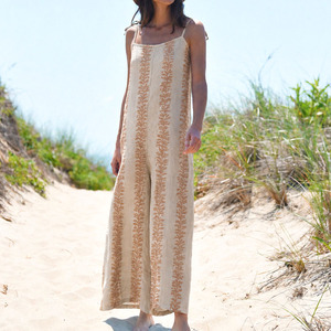 Nouvelle combinaison bohème à imprimé plage et jambes larges, à nouer, en lin 100 % personnalisable, collection 2026 - Product Image 2