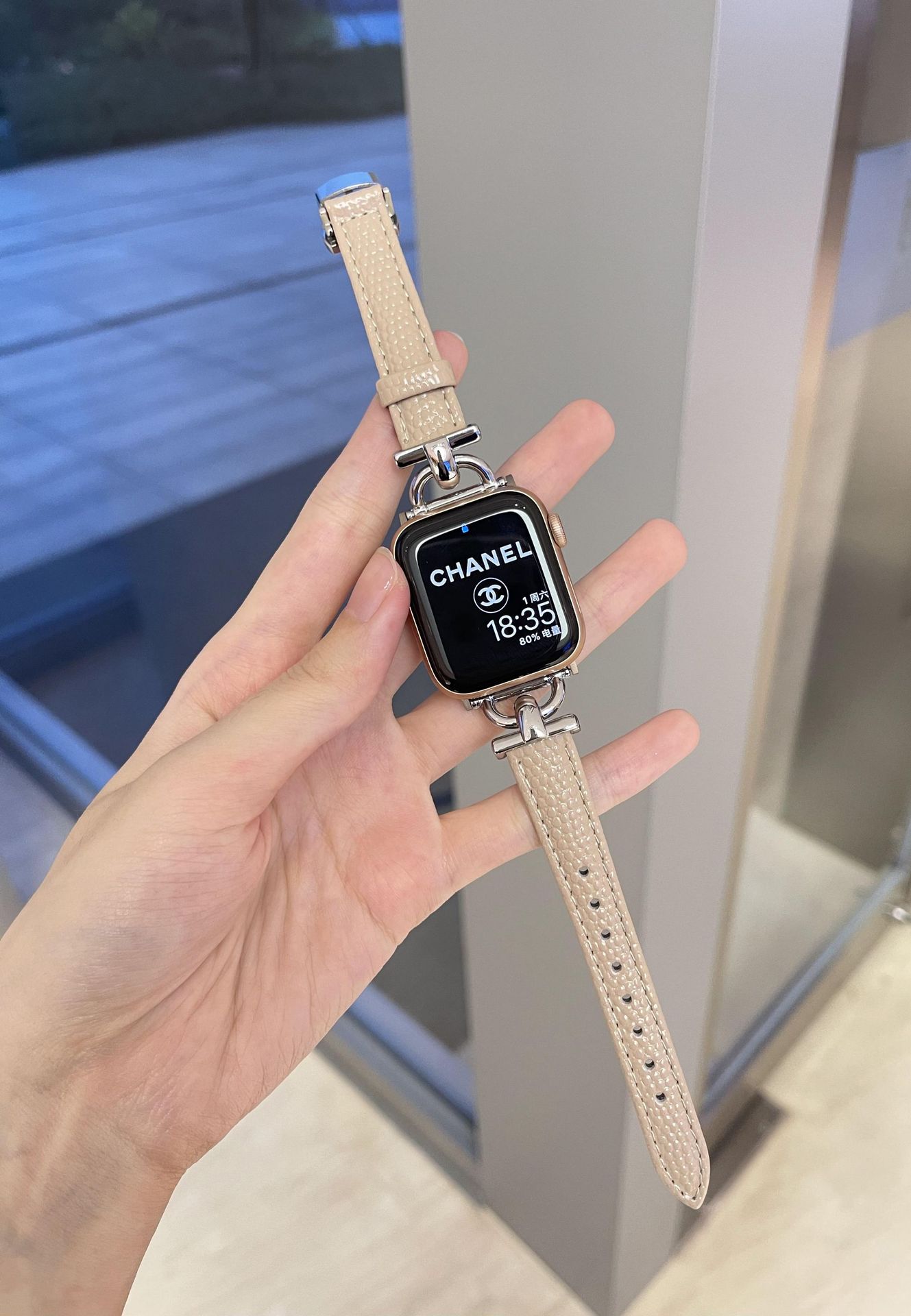 Fibbia rosa chiaro e argento