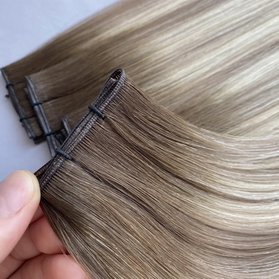 2023 Neuankömmling Virgin Cuticle Russische handgemachte Genius Schuss Haar verlängerung