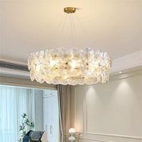 Lustre de salon moderne simple et luxueux de designer français, lumière suspendue à fleurs chaudes pour salle à manger, chambre principale, matériau en verre