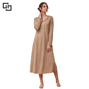 ชุดราตรีลูกไม้สำหรับผู้หญิงชุดนอนผู้หญิงทำจากไม้ไผ่แบบติดกระดุมชุดเดรสสำหรับคุณแม่ออกแบบได้ตามต้องการ - Product Image 4