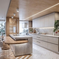 Armoires de cuisine modernes sur mesure à finition brillante avec conception gratuite, y compris l'évier, les charnières et l'îlot, meubles de cuisine modulaires