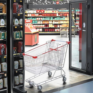 Тележка для покупок в супермаркете, сетчатая структура, прочный пластик, металл и сталь, полипропиленовый материал с обработкой поверхности PU - Product Image 4