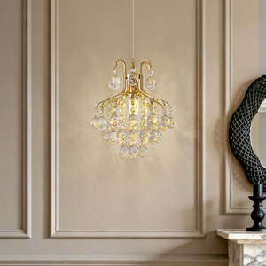 French Style Crystal Chandelier LED <b>Light</b> E14 Single Head Round Pendant For Living Room Bedroom Home Decor - Product Image 1