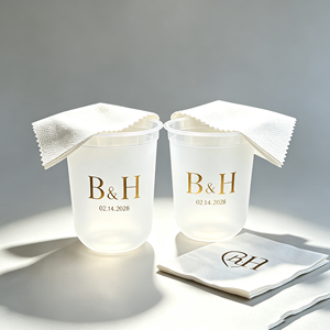 Gobelet en plastique pour crème glacée de 8 oz, personnalisé, imperméable, à paroi simple, imprimé en flexographie, avec revêtement PE, logo pour salle à manger, serviette noire - Product Image 1