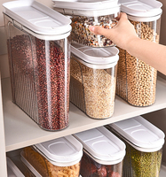 Contenants de stockage alimentaire hermétiques transparents en PET de qualité alimentaire pour céréales entières, noix, collations et stockage en vrac pour la cuisine