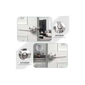 Set di 10 Maniglie per Porte con Serratura in Lega di Zinco, Finitura Nichel Spazzolato, per Camere da Letto e Bagni, Reversibili - Product Image 5