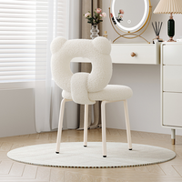 Tabouret de maquillage de luxe nordique avec dossier, chaise de coiffeuse style crème pour chambre à coucher, table de toilette, meubles de salon