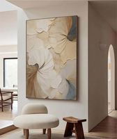 Grande peinture murale encadrée à motifs floraux, abstraite, élégante, texturée, peinture à l'huile faite à la main, peinture décorative pour salon, peinture sur toile 3D
