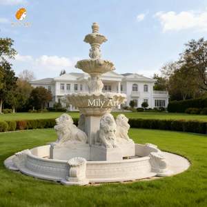 MILY mão esculpida mármore branco Lions <span class=keywords><strong>Fountain</strong></span> estilo europeu para casa ao ar livre jardim - Product Image 2