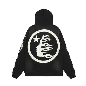 <span class=keywords><strong>Sweat</strong></span>-shirt à capuche ample en coton délavé et vieilli, imprimé lettres Hell <span class=keywords><strong>Star</strong></span>, style rétro, tendance, avec poche, pour <span class=keywords><strong>homme</strong></span> - Product Image 5