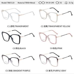 87119 กรอบแว่นตาแคทอาย TR90 กรอบเต็มป้องกันแสงสีฟ้าสำหรับทุกเพศเลนส์พลาโนดีไซน์สี่เหลี่ยม - Product Image 3