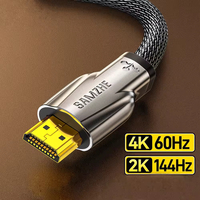 Câble HDMI SAMZHE en nylon 4K/60Hz 2K/144Hz pour connexion numérique HDTV pour ordinateur portable, moniteur, projecteur, téléviseur LH