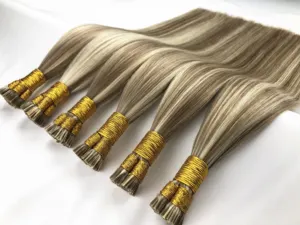 Wholesale Itip Human Hair Extensions Double Drawn Black Raw Virgin 100% Remy I-tip Hair Silver Gray Human Hair Extensions I Tip