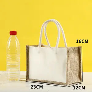 Wieder verwendbare handgemachte Einkaufstaschen aus Leinen mit individuellem Druck logo