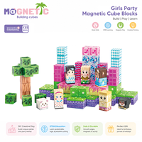 Bloques de Construcción Magnéticos de Princesa para Fiestas de Niñas, Juego de Juguetes Educativos STEM de Construcción DIY para Niños, Cubo Magnético para Niñas, Regalo