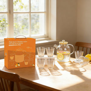 Juego de Agua de 5 Piezas de Vidrio de Borosilicato Alto con Jarra y Vasos - Cristalería Transparente para Cocina, Comedor y Uso Doméstico - Product Image 3