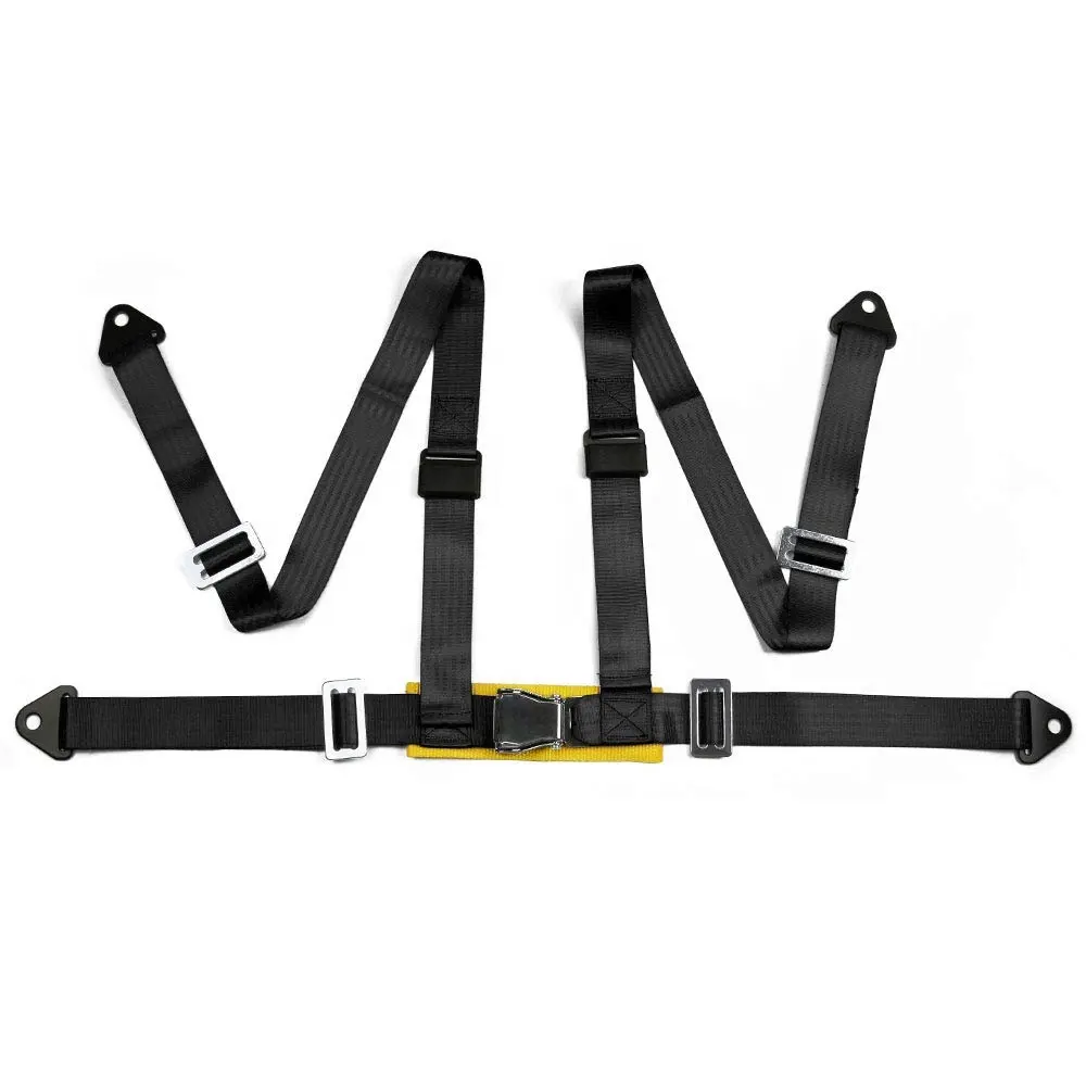 Racing Seat Belts Style Competition 2 inch 4 Point Polyester Racing Harness Black Safety Belt With Camlock