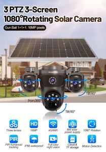 12mp 3 lenti 3ptz telecamera Wifi Wireless pannelli solari di rilevamento del movimento telecamere di sicurezza Audio bidirezionale 4g Sim Card - Product Image 5