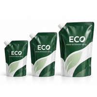 Pochette à bec verseur personnalisée pour lessive liquide, savon, recharge, emballage Doypack autoportant avec bouchon à vis et logo de marque