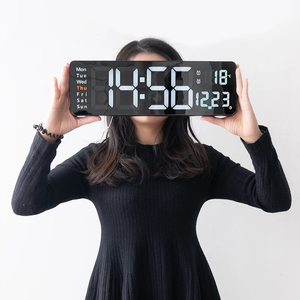 Wholesale Wholesale LED Electronic <b>Wall</b> <b>Clock</b> <b>Digital</b> with Temperature & Humidity Display Weekly Adjustable Brightness Alarm - Product Image 1