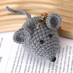Handmade Crochet Stuffed <b>Animal</b> Keychain Knitted Cat Mouse Doll Amigurumi Charm <b>Backpack</b> Purse Decor Gift for Friends Colleagues - Product Image 2
