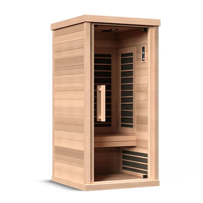 New Latest Indoor Portable Dry Steam Customer Infrared Heater Wood Solid Infrared Sauna Room for Home Wood Color Far Infrared