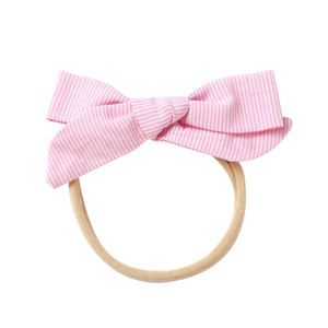 Fondo hermoso <span class=keywords><strong>y</strong></span> de moda de algodón cáñamo tejidos diadema raya horizontal bowknot cinta para bebé - Product Image 1