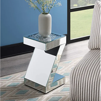 Table d'appoint moderne en forme de Z avec incrustation de cristal, nouveau Design, argenté, pour salon, chambre à coucher
