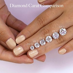 แหวนเพชรเพาะเลี้ยง 1 กะรัต ทอง 14K ทรงกลมเจียระไนบริลเลียนท์ สี D E ความสะอาด VVS VS แหวนแต่งงานครบรอบสำหรับผู้หญิง - Product Image 5