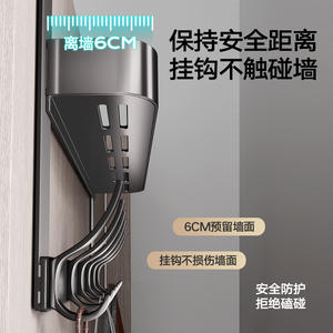 Porte-manteau mural avec étagère et 6 crochets, résistant à la rouille, pour chambre et placard - Product Image 4