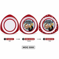 Prix d'usine, vente en gros, assiettes à dîner imprimées en 3D avec motif de dessin animé triangulaire, ensemble d'assiettes pour enfants, réutilisables, portables, en PP, sans danger pour les aliments, pour l'école