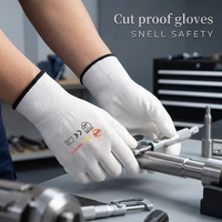 Gants anti-coupure EN388 approuvés SNELL 13G Niveau 4 avec paume en PU, résistants aux piqûres et à l'abrasion, pour l'entretien technique