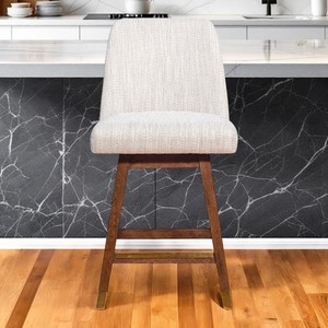 HMS Design moderno in legno massello da banco girevole altezza sedia Beige marrone con struttura in metallo per casa Bar cucina uso esterno - Product Image 2