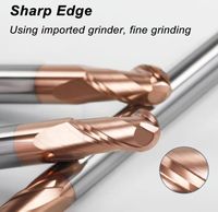 Fraise à bout sphérique à 2 cannelures en carbure de tungstène, revêtement TISIN, HRC55, 10 mm, outil de découpe pour routeur CNC