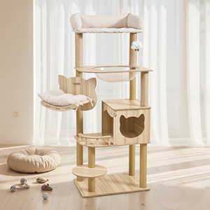 Fornitura Diretta: Albero per Gatti Moderno e Lussuoso in Sisal, con Struttura per Arrampicata, Cuccia Integrata, Tiragraffi e Capsula Spaziale per Gatti - Product Image 1