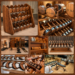 Non Electric Walking Machine for bar Clubs Indoor Sports Dumbbell Set <strong>25kg</strong> Steel and Wood <strong>Dumbells</strong> Stylish Wooden Gym Eqipment - Product Image 6