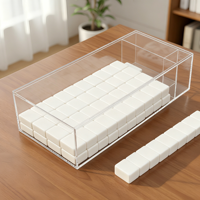 Boîte de rangement de luxe moderne en acrylique transparent pour tuiles de mahjong, avec couvercle coulissant, anti-poussière, empilable, portable, pour tuiles américaines