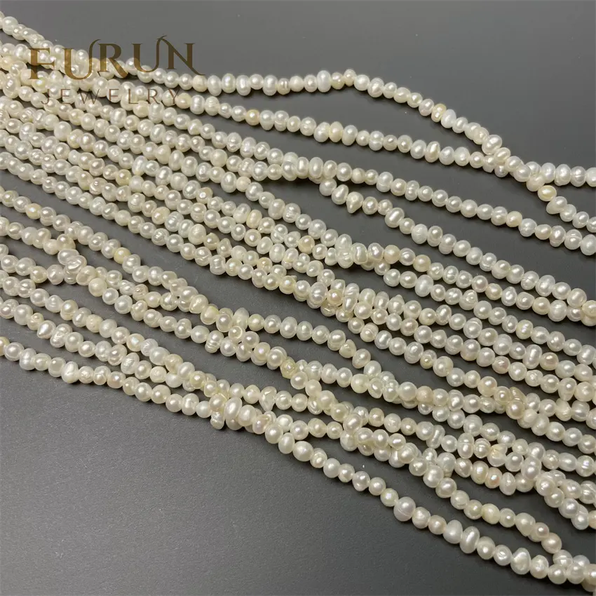 2-3mm Small Potato Baby Pearl bead White Natural Freshwater Pearls nugget String Beads Necklace Bracelet for Jewelry making DIY