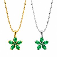 Colliers en acier inoxydable plaqué or 18 carats, résistants à l'eau et inaltérables, avec fleurs en zircon cubique, pour femmes, vente en gros