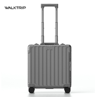 Walktrip Valise moderne de 18 pouces Valise à roulettes PC Valise rigide Bagages Petite valise d'embarquement Ensemble, Noir