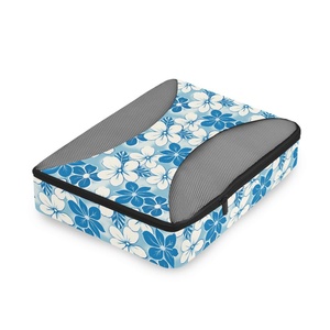 Organiseurs de bagages de voyage à compression avec imprimé floral bleu personnalisé, lot de 6 cubes de rangement pour valise - Product Image 4
