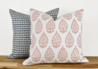 Housse de coussin en coton imprimé 100% coton, motif paisley rose blush, motif floral médaillon, pour la décoration de chaise en rotin
