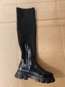 Bota Feminina de Couro Legítimo com Zíper Lateral, Cano Curto, Sola Grossa e Detalhes em Tricô, Estilo Europeu Americano, Coleção Outono Inverno 2026 - Product Image 4