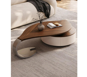 ModHomi - Mesa de Centro Moderna de Madera Maciza con Forma de Hoja, Mesa Auxiliar de Diseño de Lujo para Sala de Estar, Oficina en Casa, Muebles de Alta Gama - Product Image 1